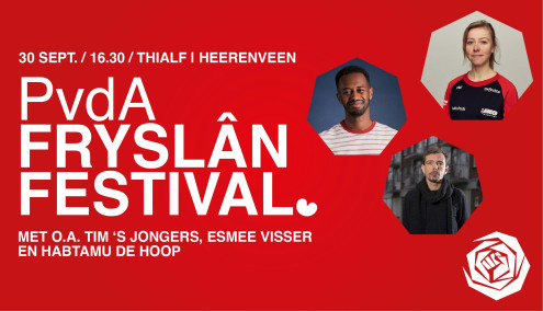 Meld je aan voor het PvdA Fryslân Festival met Tim ‘S Jongers en Esmee Visser